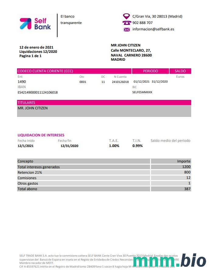Hiszpania Santander karta debetowa wyciąg scr